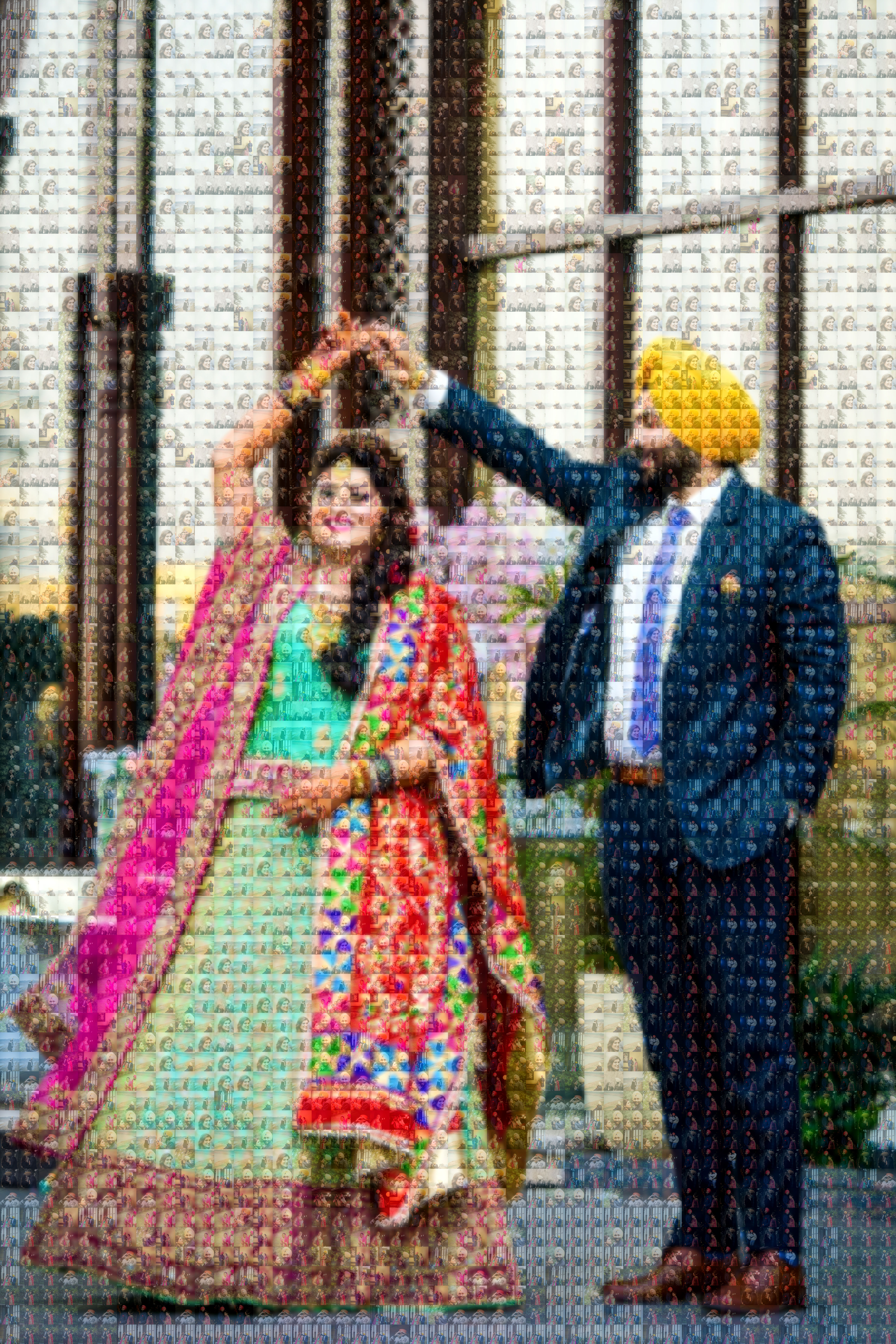 Large framed photo mosaic gift for wedding anniversary