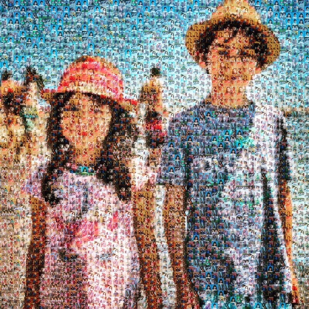 Custom heart-shaped photo mosaic canvas